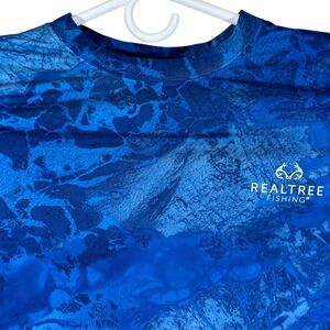 Realtree Fishing Mens Blue Camo‎ Long Sleeve Performance Shirt Small Fisherman